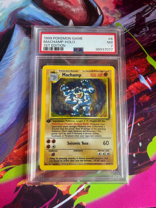 Machamp #8 Holo 1ST Edition PSA 7